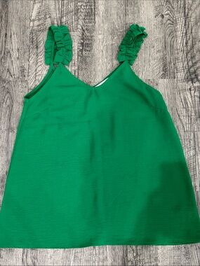 Women’s Ruffled Strap V-Neck Blouse - Green